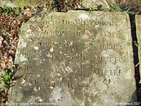 Recent Photograph of Gravestone of Richard Newton (Bosley)