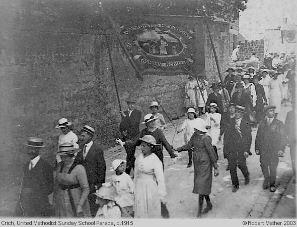 Old Photograph of United Methodist Sunday School Parade (c.1915) (Crich)