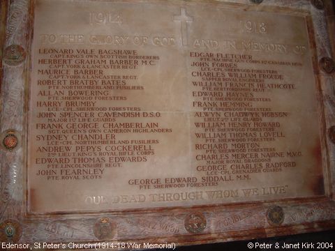 Recent Photograph of St Peter's Church (1914-18 War Memorial) (Edensor)