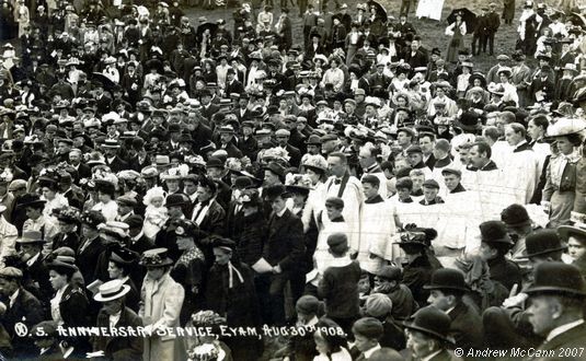 Old Postcard of Plague Service August 30th 1908 (Eyam)