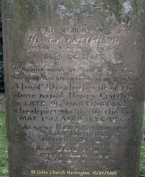 CRITCHLOW, Henry & Elizabeth