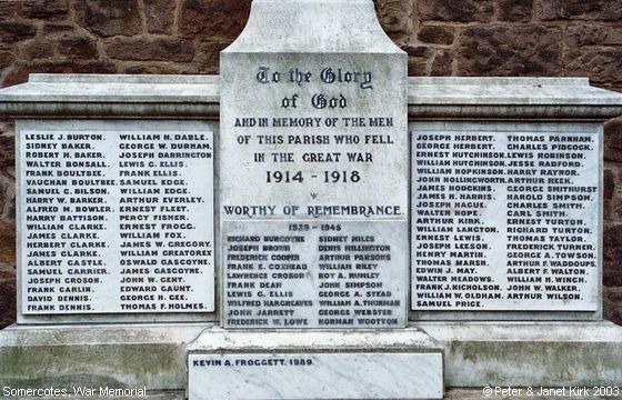 Recent Photograph of The War Memorial (Somercotes)