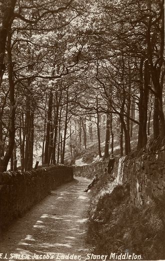 Old Postcard of Jacob's Ladder (Stoney Middleton)