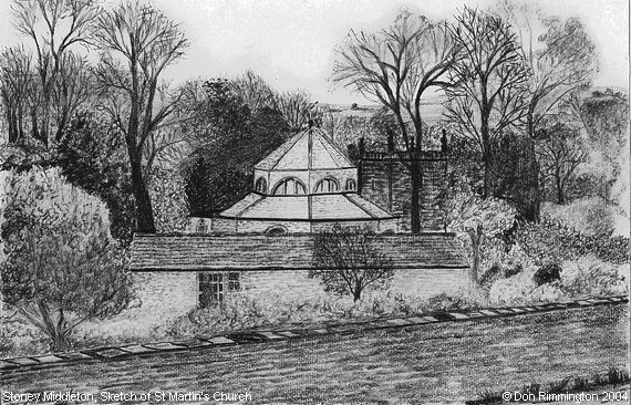 Black and White Sketch of St Martin's Church (Stoney Middleton)