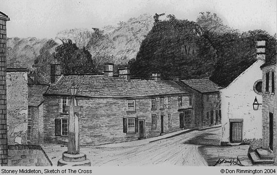 Black and White Sketch of The Cross (Stoney Middleton)