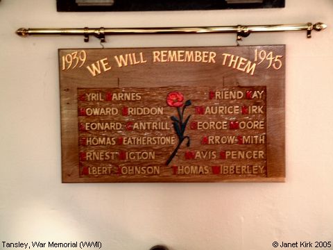 Recent Photograph of War Memorial (WWII) (Tansley)