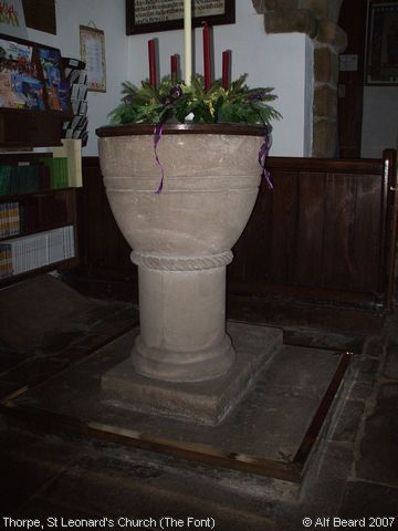 Recent Photograph of St Leonard's Church (The Font) (Thorpe)