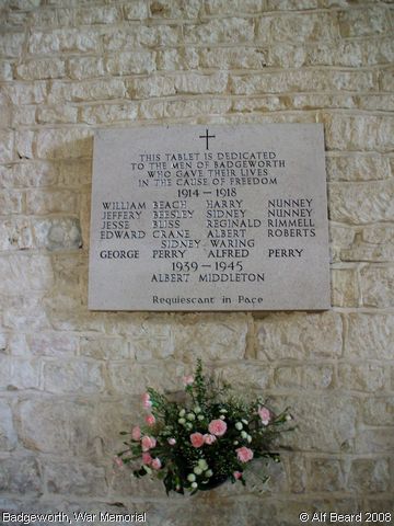 Recent Photograph of War Memorial (Badgeworth)