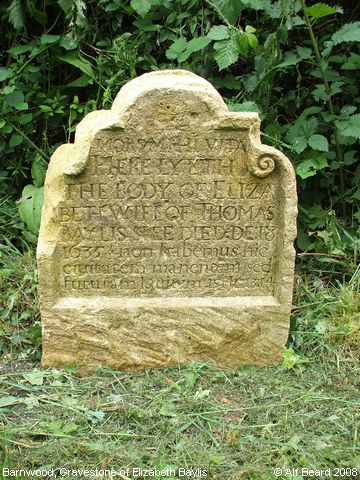 Recent Photograph of Gravestone of Elizabeth Baylis (Barnwood)