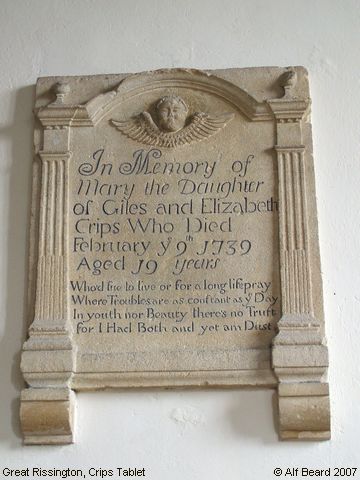 Recent Photograph of Crips Tablet (Great Rissington)