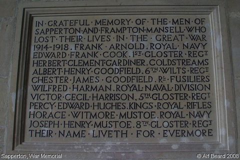 Recent Photograph of War Memorial (Sapperton)