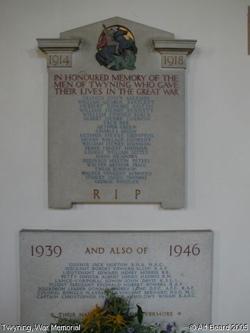Recent Photograph of War Memorial (Twyning)