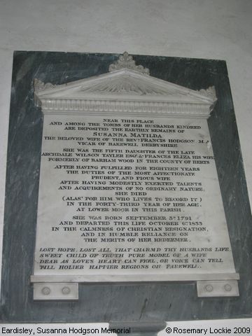 Recent Photograph of Susanna Hodgson Memorial (Eardisley)