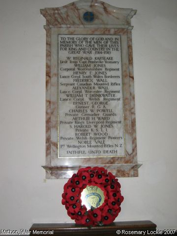 Recent Photograph of War Memorial (Mathon)