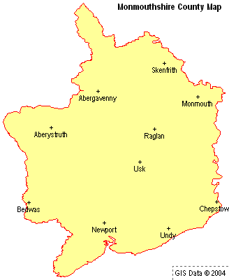 Monmouthshire County Map