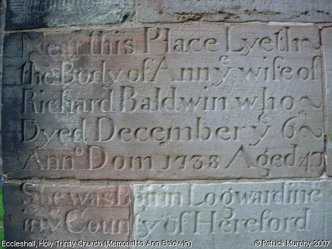 Recent Photograph of Holy Trinity Church (Memorial to Ann Baldwin) (Eccleshall)