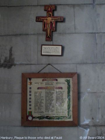 Recent Photograph of Plaque to those who died at Fauld (Hanbury)