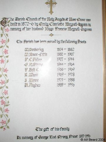 Recent Photograph of Memorial to Past Priests (Hoar Cross)