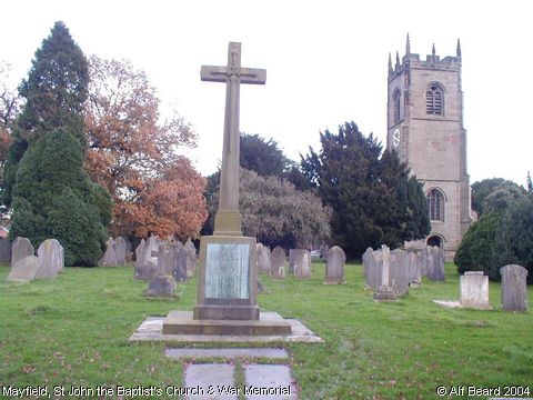 Recent Photograph of St John the Baptist's Church & War Memorial (Mayfield)