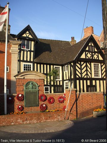 Recent Photograph of War Memorial & Tudor House (c.1613) (Tean)
