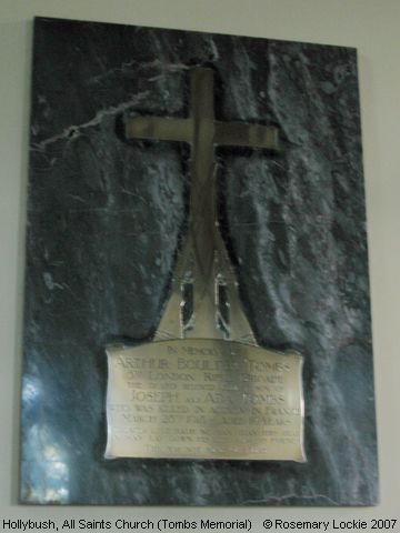 Recent Photograph of All Saints Church (Tombs Memorial) (Hollybush)